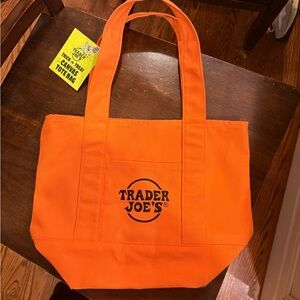 Trader Joe's Orange Canvas Tote Bag NWT